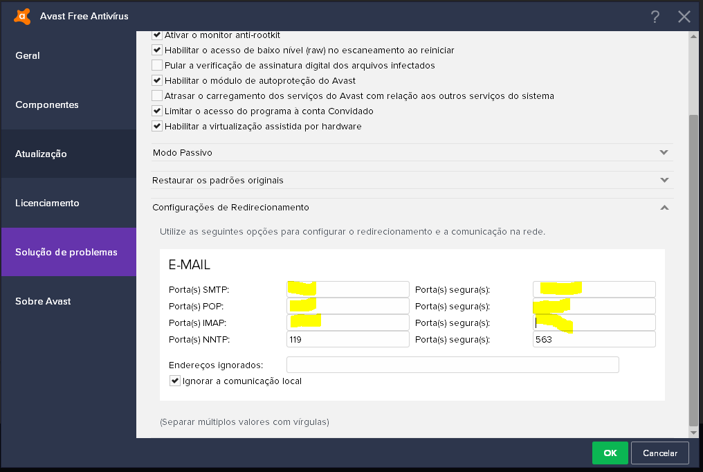 avast sem redirecionamento